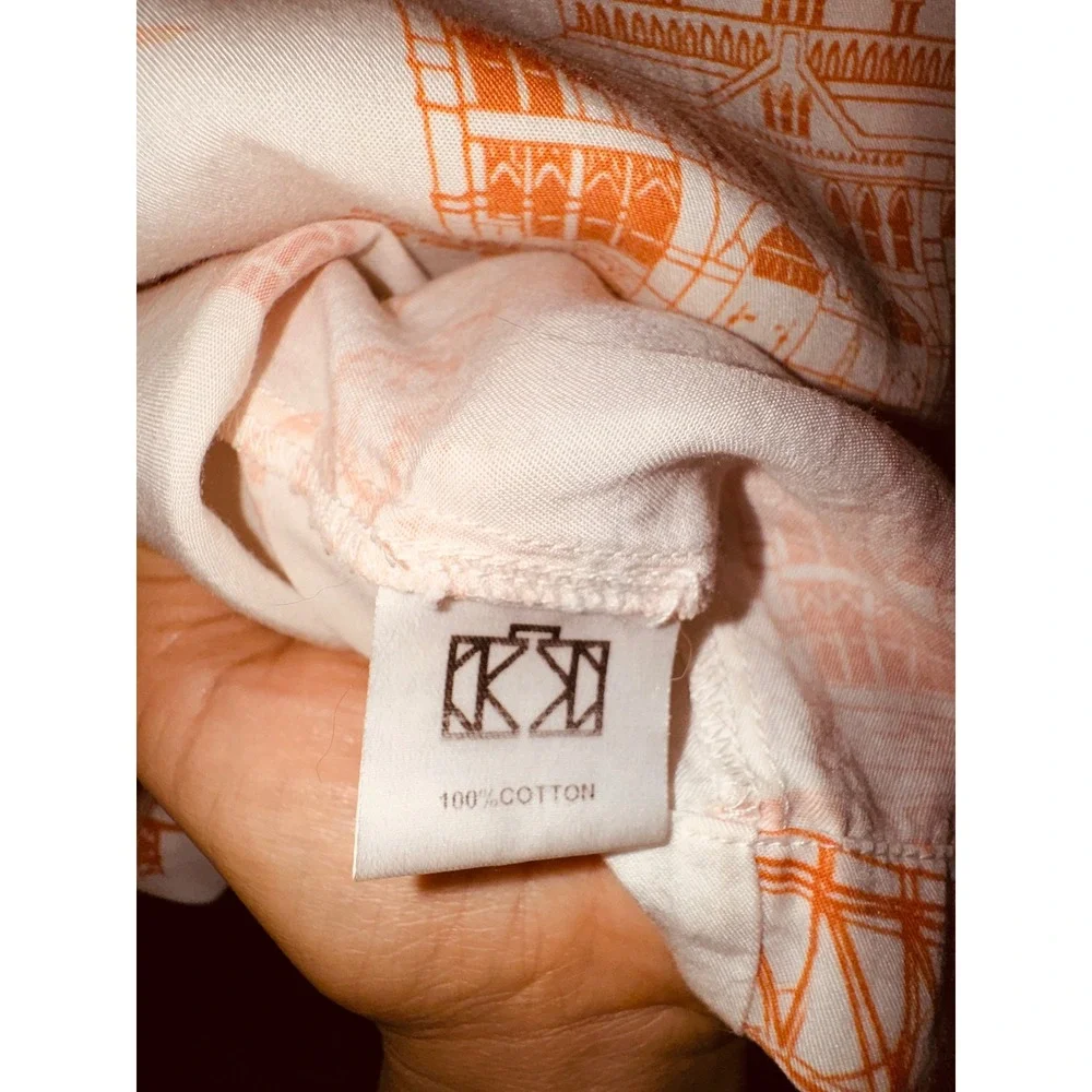 Katie‎ Kime Nashville Toile Pajama Top Orange Cream Cotton Short Sleeve Medium